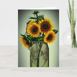 Tarjeta Bonitos girasoles en arte de jarrones | Cumpleaños