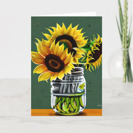 Tarjeta Bonitos girasoles en arte de jarrones | Cumpleaños