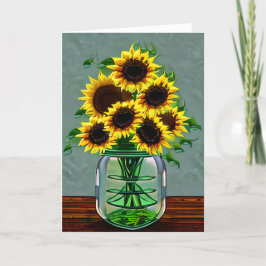 Tarjeta Bonitos girasoles en jaulas de arte cumpleaños de 