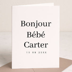 Tarjeta Bonjour Bébé   Minimalista Moderno Nuevo Bebé