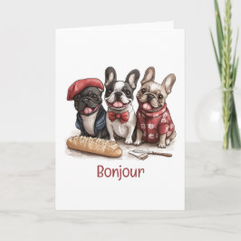 Tarjeta Bonjour French Bulldogs