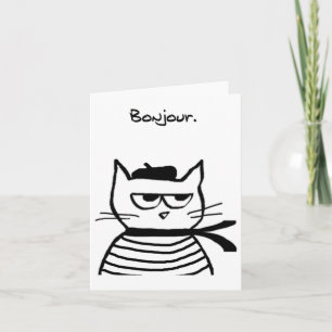 Tarjeta Bonjour French Cat Funny