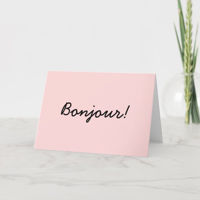 Tarjeta Bonjour Modern Script Cream Ivory Design (Anverso)
