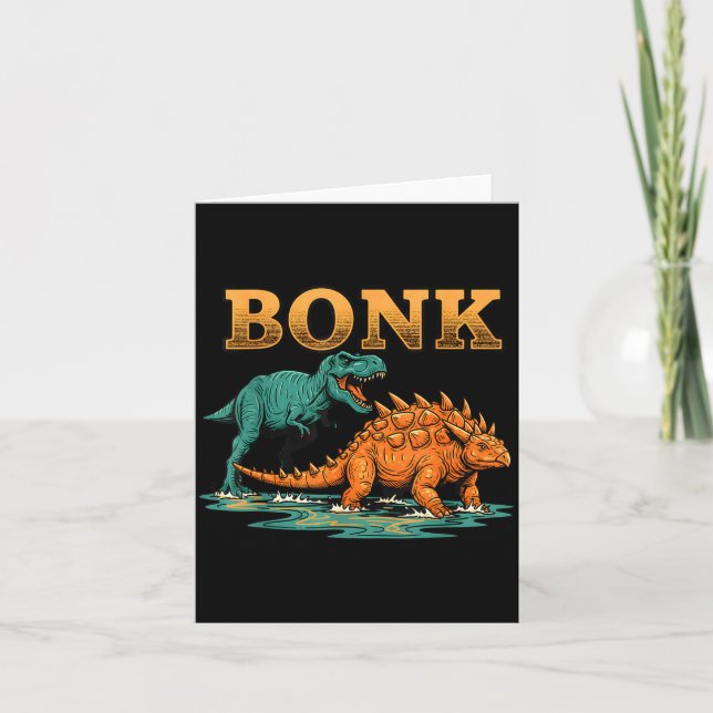 Tarjeta Bonk Dinosaur Funny Prehistoric Humor Design  (Anverso)