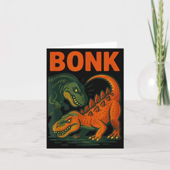 Tarjeta Bonk Dinosaur Funny Prehistoric Humor Design  (Anverso)