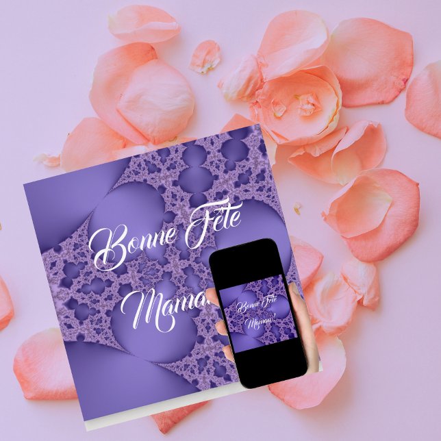 Tarjeta Bonne fête Maman, mauve fractale (Subido por el creador)