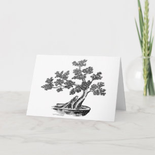 Tarjeta Bonsai - Estilo Chino - blanco y negro