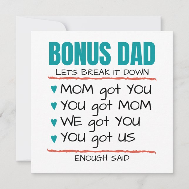 Tarjeta Bonus Dad, un regalo divertido para Step-Dad (Anverso)