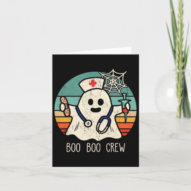 Tarjeta Boo Boo Crew Enfermera Famosa Fantasma Halloween C (Anverso)