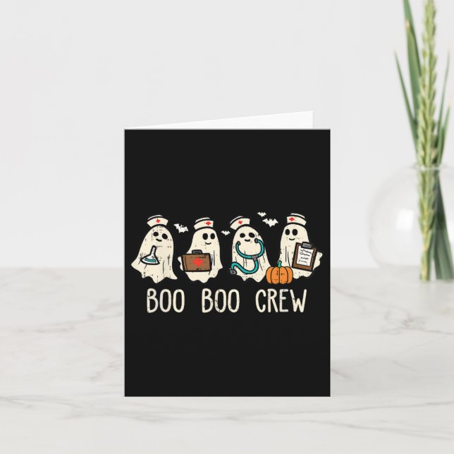 Tarjeta Boo Boo Crew Enfermera Famosa Fantasma Halloween C (Anverso)