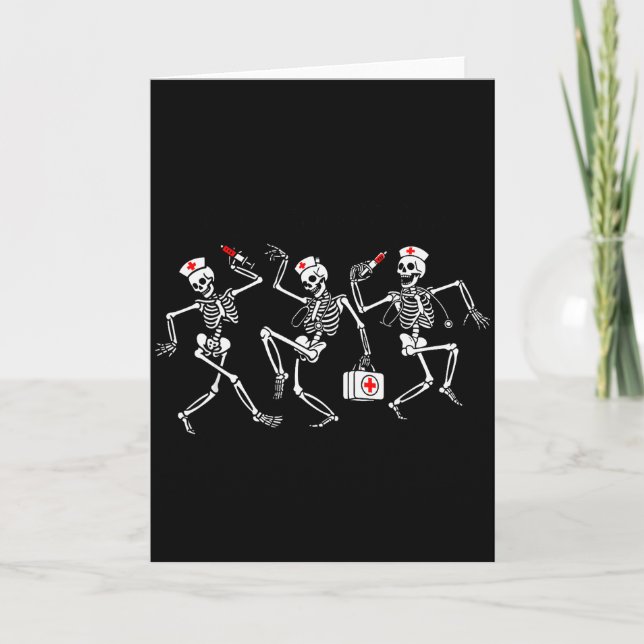 Tarjeta Boo Boo Crew Funny Dancing Skeleton Nurse Squad Ha (Anverso)