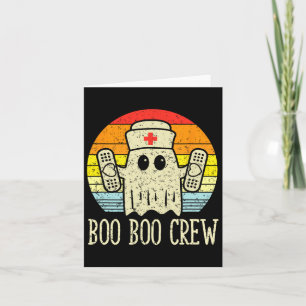 Tarjeta Boo Boo Crew Ghost Nurse Retro Halloween Enfermerí