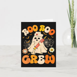 Tarjeta Boo Boo Crew Graciosa Enfermera Fantasma Retro Hal