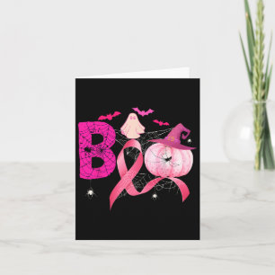 Tarjeta Boo Calabaza Bruja Cinta Rosa Masa Cáncer de Mama