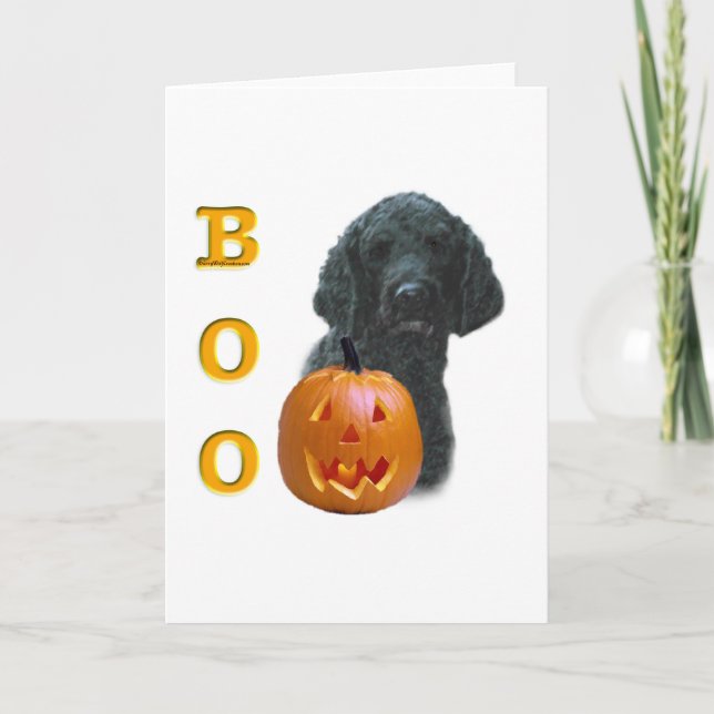 Tarjeta Boo de caniche cubierto negro (Anverso)