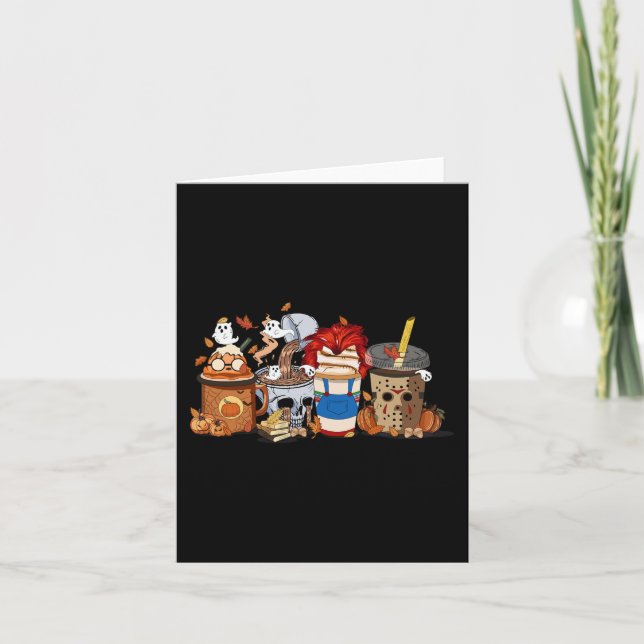 Tarjeta Boo de Halloween Cae Horror Skull Latte Coffee Pum (Anverso)