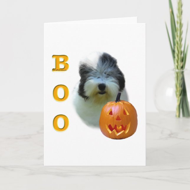 Tarjeta Boo de Sheepdog Inglés Viejo (Anverso)