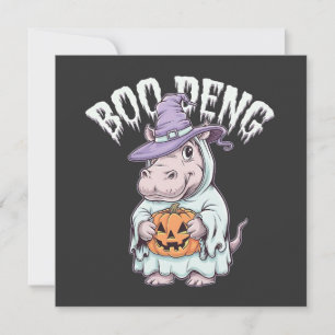 Tarjeta Boo deng Spooky Halloween Moo Deng Baby Hippo