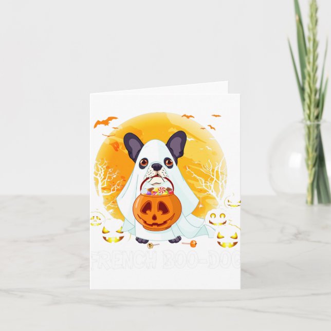 Tarjeta Boo Dog Frenchie Bulldog francés Boo Halloween Div (Anverso)