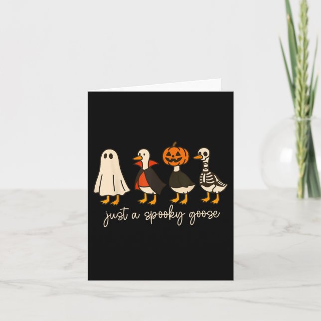 Tarjeta Boo Ghost Goose Halloween Spooky Goose Fall Skelet (Anverso)