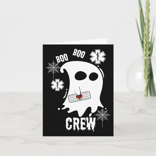 Tarjeta Boo Ghost Paramédico Crew Costume Cute Halloween F (Anverso)
