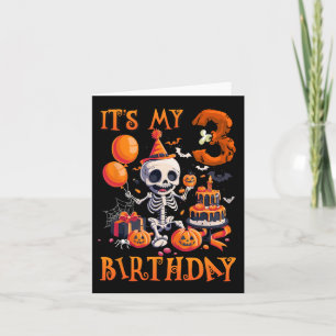 Tarjeta Boo infantil es mi tercer esqueleto de cumpleaños