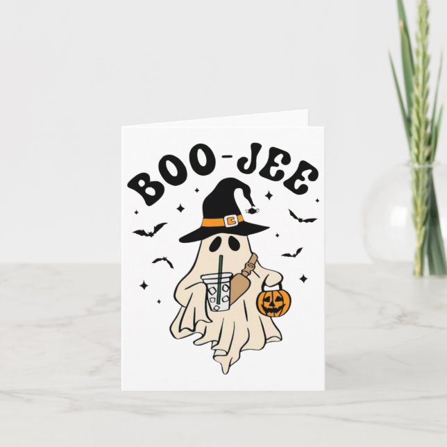 Tarjeta Boo Jee Ghost Cute Funny Halloween (Anverso)