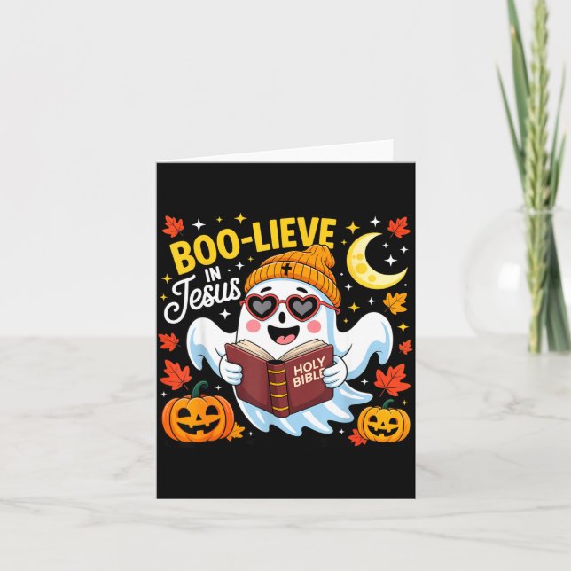 Tarjeta Boo-lieve In Jesus Ghost Christian Halloween Funny (Anverso)