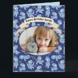Tarjeta Boo Octopus Blue Cute Kids Cumpleaños<br><div class="desc">Adorable diseño de pulpo para la ducha de bebé o la fiesta de cumpleaños del niño. Bañada de octopi y diversión.</div>