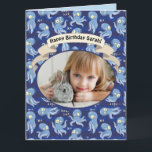 Tarjeta Boo Octopus Blue Cute Kids Cumpleaños<br><div class="desc">Adorable diseño de pulpo para la ducha de bebé o la fiesta de cumpleaños del niño. Bañada de octopi y diversión.</div>