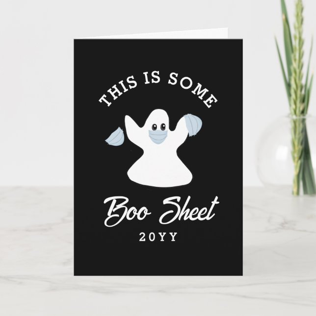 Tarjeta Boo Sheet Funny Ghost Halloween Personalizado de c (Anverso)
