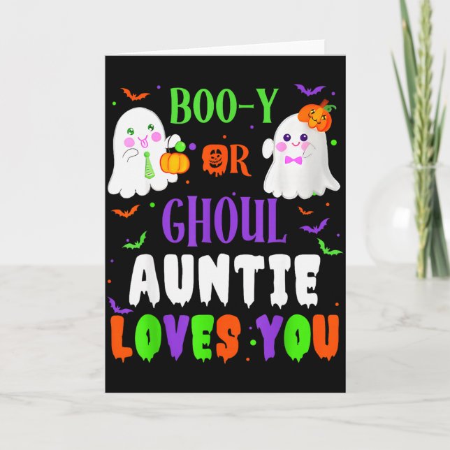 Tarjeta Boo-y Or Ghoul Auntie Loves You Boo Halloween Baby (Anverso)