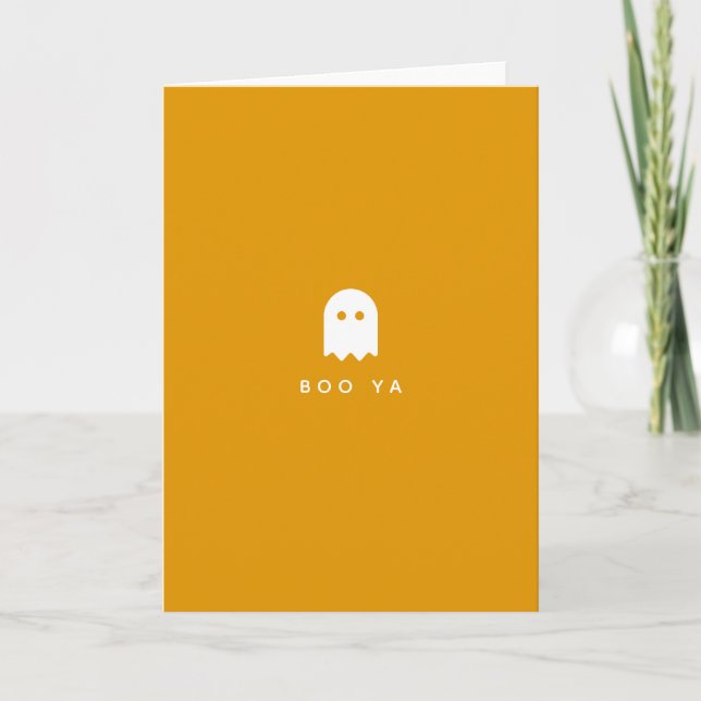 Tarjeta BOO YA | Halloween Fantasma Moderno Yah Fun Booya (Anverso)