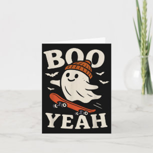 Tarjeta Boo Yeah Fantasma Divertido En Gorro Skateboard Ha