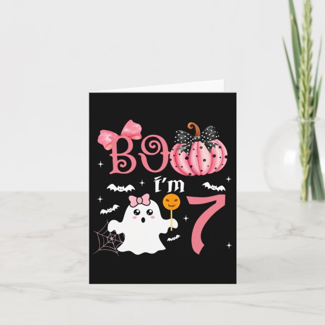 Tarjeta Boo, yo soy el siete fantasma séptimo cumpleaños d (Anverso)