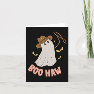 Tarjeta BooHaw Ghost Halloween Cowboy Cowgirl Costume Ret