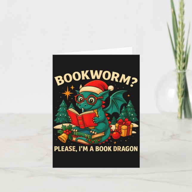 Tarjeta Book Dragon Christmas Reading Gift For Fantasy Lov (Anverso)