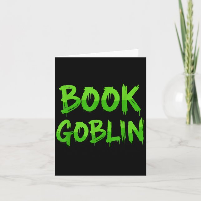 Tarjeta Book Goblin Funny Reading Or Writing School Studen (Anverso)