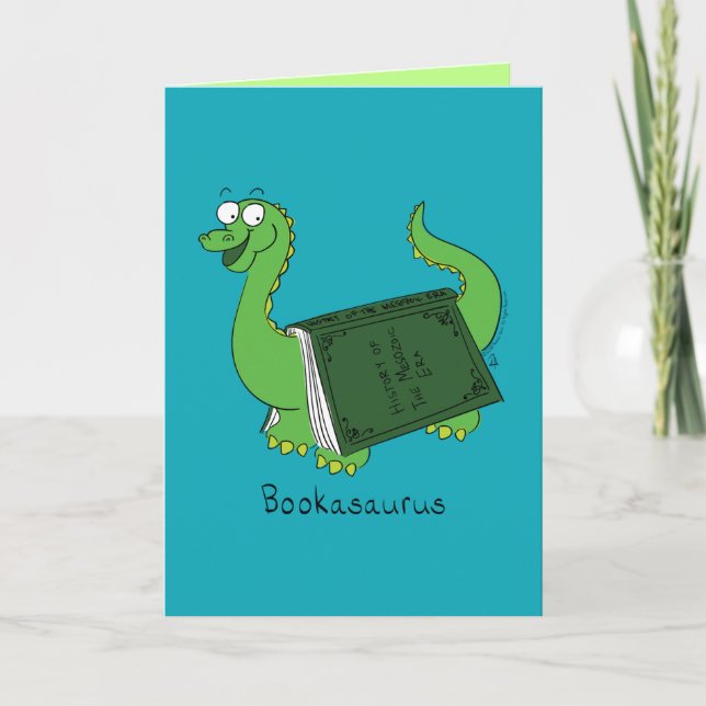Tarjeta Bookasaurus - Funny Dinosaur Book Card (Anverso)