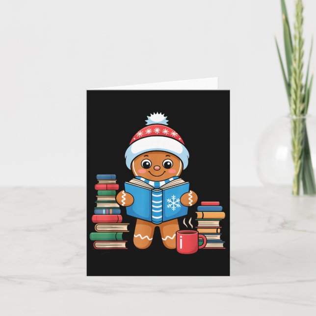 Tarjeta Bookish Gingerbread Reading Books Christmas Pajama (Anverso)