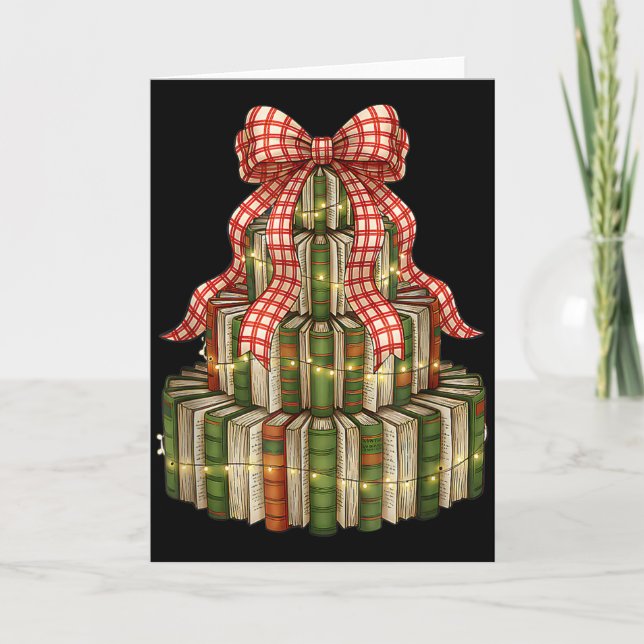 Tarjeta Bookmas Tree Christmas Librarian Book Lover Holida (Anverso)