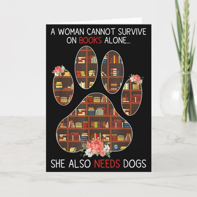 Tarjeta Books And Dogs Funny Quote For Book Loving Women  (Anverso)