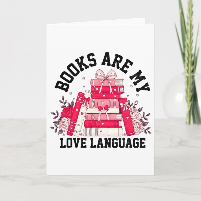 Tarjeta Books Are My Love Language Valentine Book Club Boo (Anverso)
