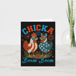 Tarjeta Boom De Chicka Boom Gracioso Pollo Patriótico 4 De