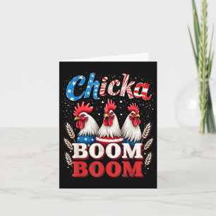 Tarjeta Boom De Chicka Boom Gracioso Pollo Patriótico 4 De