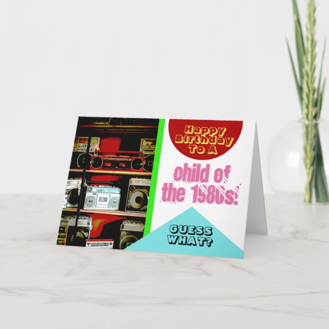 Tarjeta Boombox Boom Box Child 1980 Ochenta Fun Birthday (Anverso)
