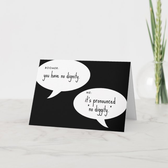 Tarjeta boomer sin chiste de gravedad (Anverso)