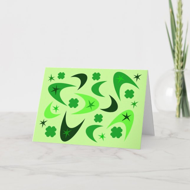 Tarjeta Boomerangs y Shamrock Retro Verde (Anverso)