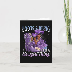 Tarjeta Boots and Bling It's a Cowgirl Thing Purple Wester