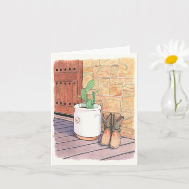 Tarjeta Boots and Cactus Porch (Planta pequeña)